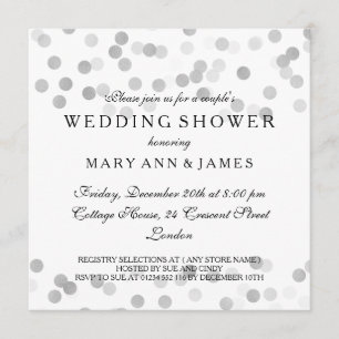 Couple's Wedding Shower Silver Foil Glitter Lights Invitation