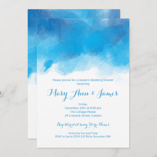Couple's Wedding Shower Summer Blue Watercolor Invitation