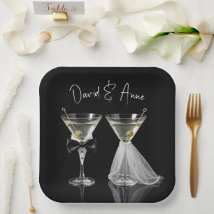 Couple's Wedding Shower with Martini Cocktails Paper Plate