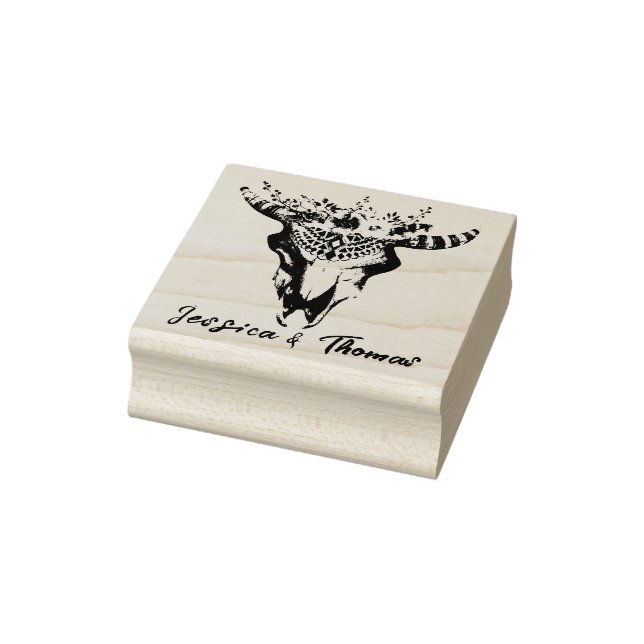 Couples Wedding Stationery Personalised Boho-Chic Rubber Stamp (Stamp)