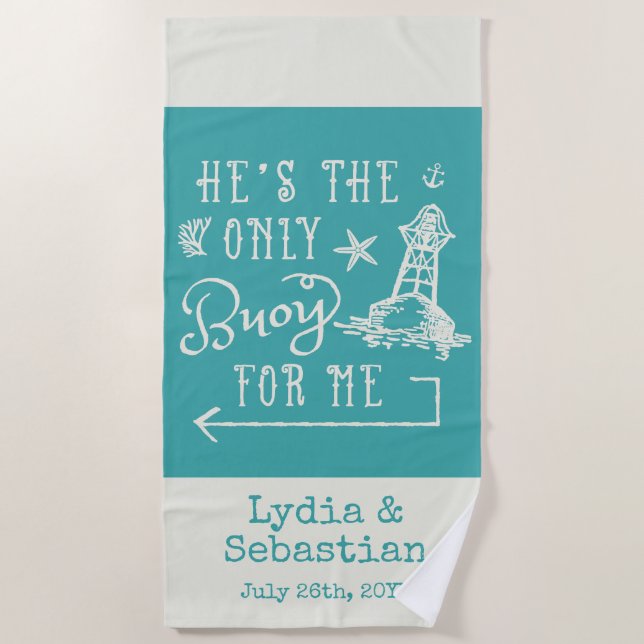 Couples Wife Husband Cute Matching Cruise Vacation Beach Towel (Front)