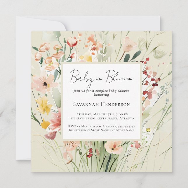 Couples Wildflower Baby in Bloom Baby Shower Invitation (Front)