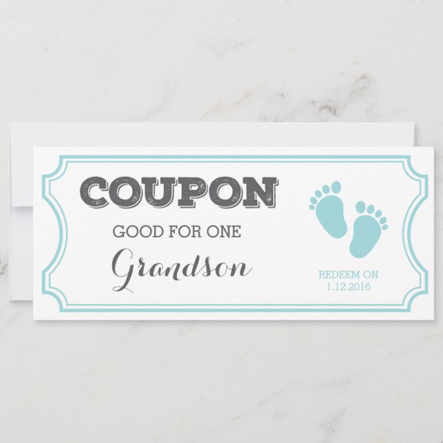Coupon for one Grandson Baby Announcement (Front)