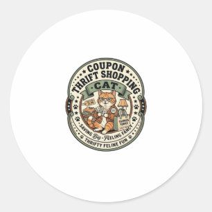 Coupon Thrift Shopping Cat Coupon Thrift Shopping Classic Round Sticker