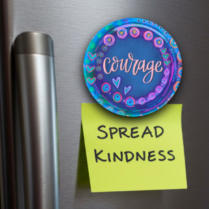 Courage Blue Trendy Modern Inspirivity Magnet
