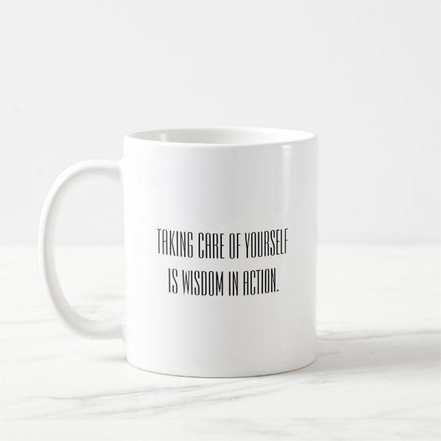Courage, Care, Wisdom, & Coffee Coffee Mug (Left)