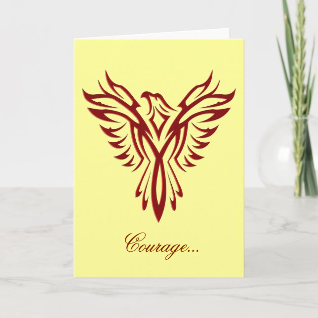Courage - Crimson Phoenix Rising blank notelet Card (Front)