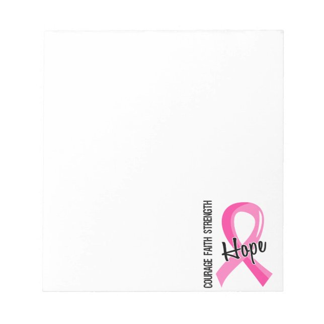 Courage Faith Hope 5 Breast Cancer Notepad (Front)