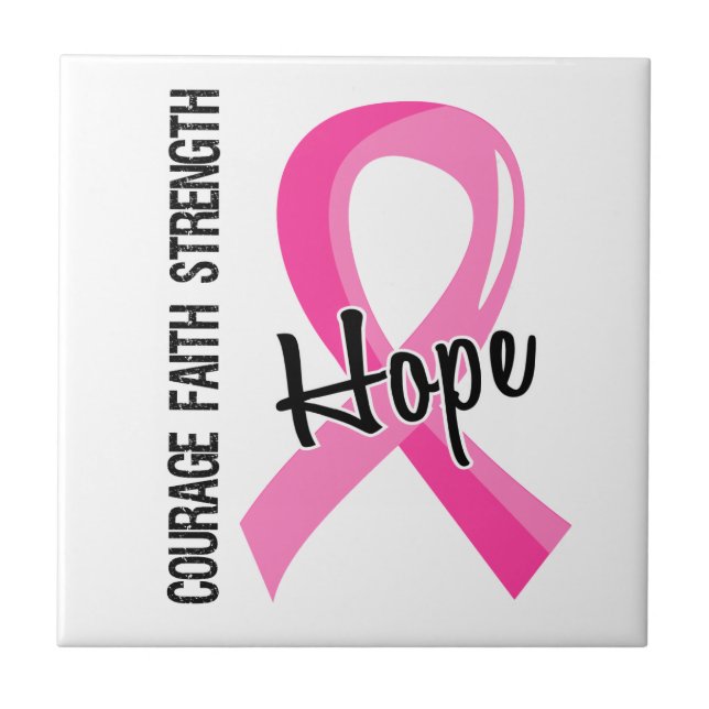 Courage Faith Hope 5 Breast Cancer Tile (Front)