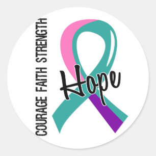 Courage Faith Hope 5 Thyroid Cancer Classic Round Sticker
