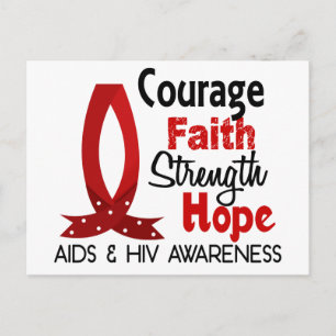 Courage, Faith, Strength, Hope AIDS Postcard