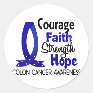 Courage Faith Strength Hope Colon Cancer Classic Round Sticker
