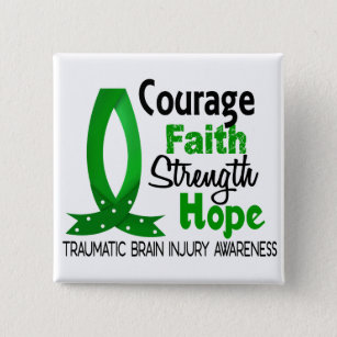 Courage Faith Strength Hope Traumatic Brain Injury 15 Cm Square Badge