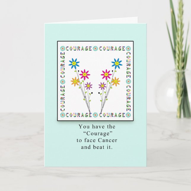 Courage Flowers in Square-Cancer Card (Front)