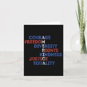 Courage Freedom Diversity Equality Justice Retro U Card