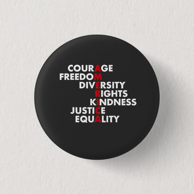 Courage  Freedom Diversity Rights Kindness 3 Cm Round Badge (Front)
