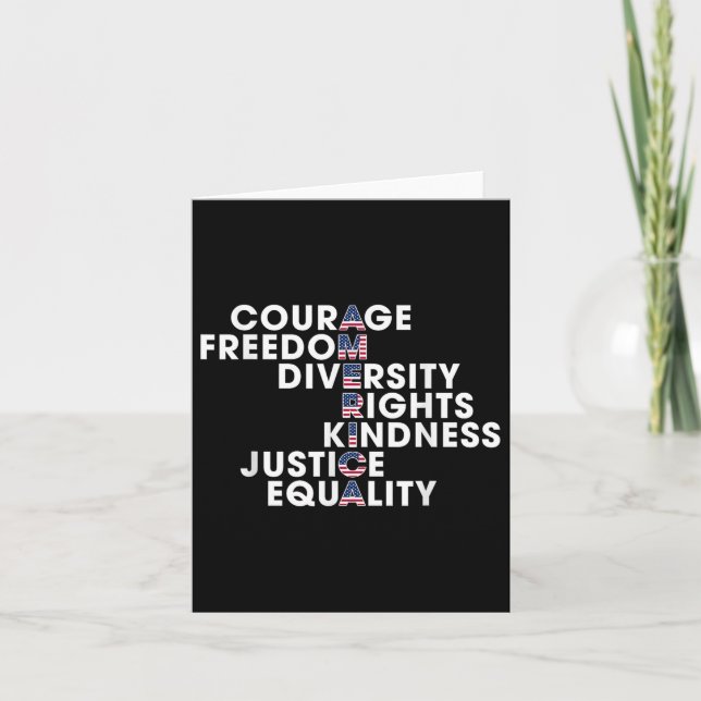 Courage Freedom Diversity Rights Kindness Justice  Card (Front)