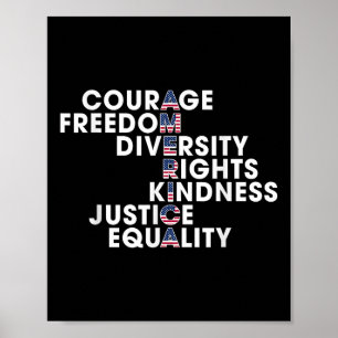 Courage Freedom Diversity Rights Kindness Justice Poster