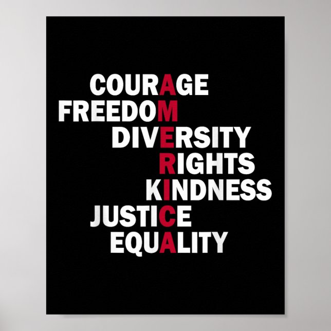 Courage Freedom Diversity Rights Kindness Justice  Poster (Front)