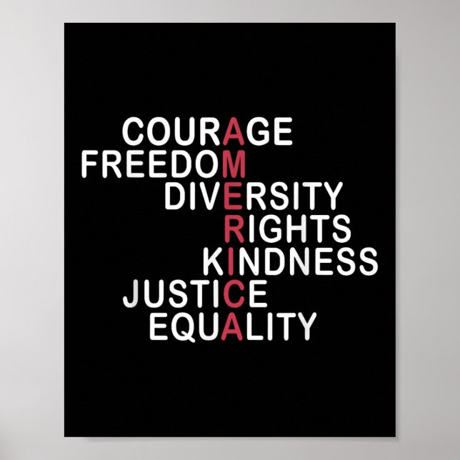 Courage Freedom Diversity Rights Kindness Justice  Poster (Front)