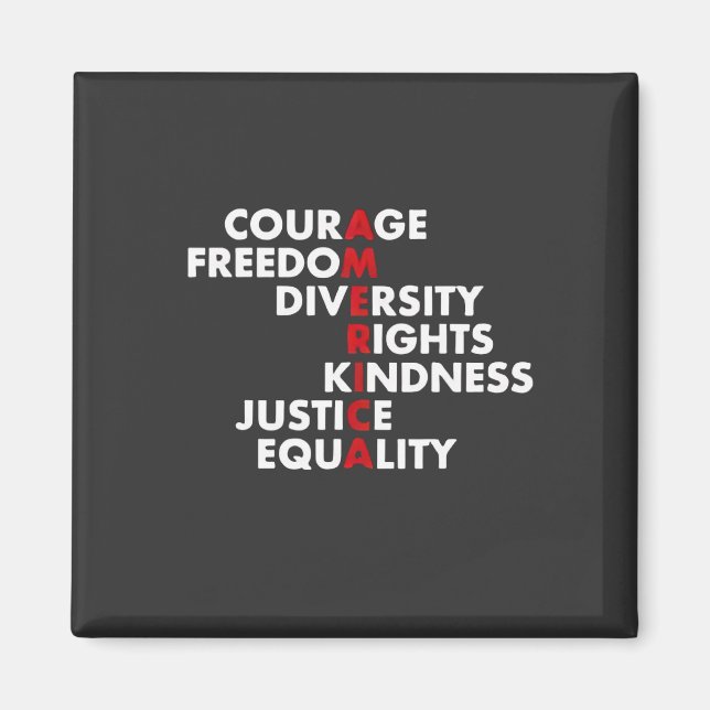 Courage  Freedom Diversity Rights Kindness Magnet (Front)