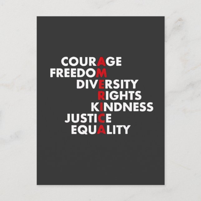 Courage  Freedom Diversity Rights Kindness Postcard (Front)