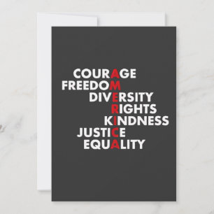 Courage  Freedom Diversity Rights Kindness Thank You Card