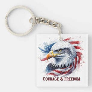 Courage & Freedom USA Flag Patriotic Gift Key Ring