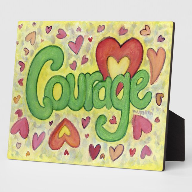 Courage Heart Inspirational Word Art Print Plaques (Side)
