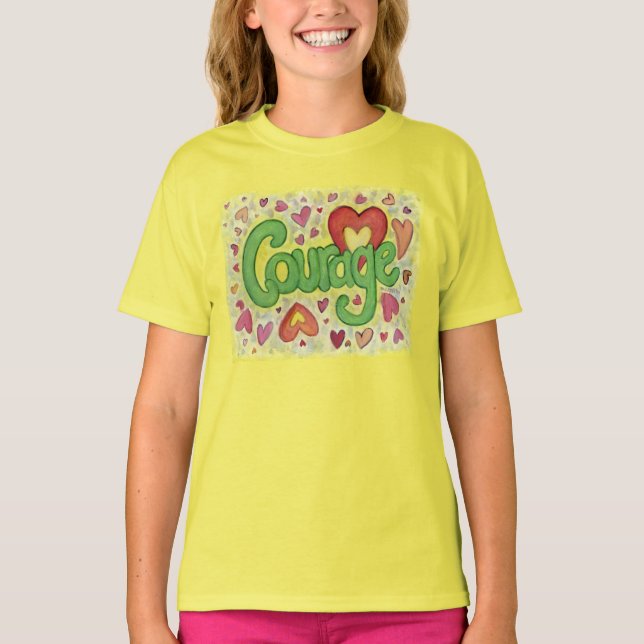 Courage Heart Word Art Custom T-Shirt (Front)