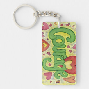 Courage Heart Word Art Inspirational Keychain