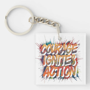"Courage Ignites Action" An elegant colourful desi Key Ring