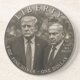 Courage in Chaos Trump Netanyahu Stone Coaster