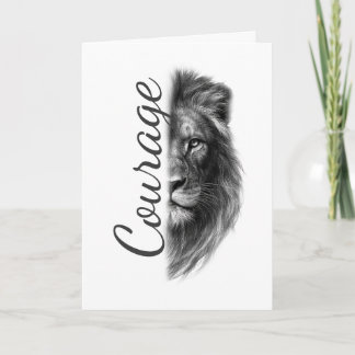 Courage Lion Artistic Minimal-Folded Greeting Card