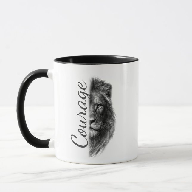 Courage Lion Artistic Minimal-  Mug (Left)