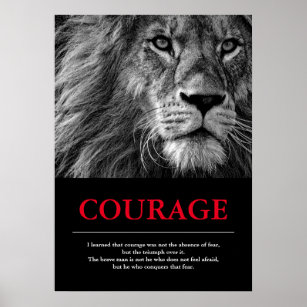 Courage Lion Motivational Inspirational Poster