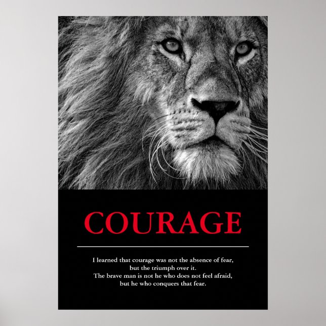 Courage Lion Motivational Inspirational Poster (Front)