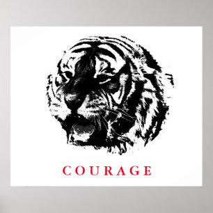 Courage Motivational Tiger Pop Art Posters