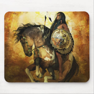 Courage Native American Warrior Mouse Mat