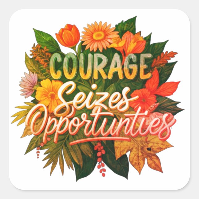 Courage siezes opportunities  square sticker (Front)