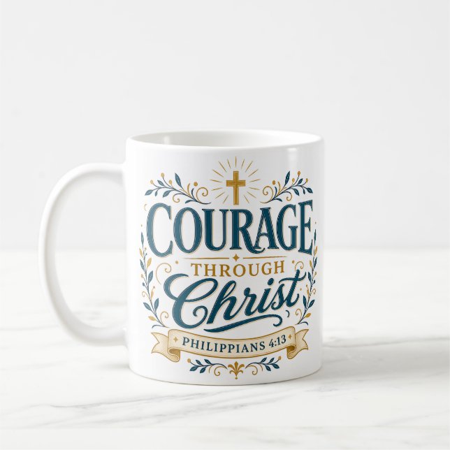 Courage Through Christ Pastor Appreciation Coffee Mug (Left)