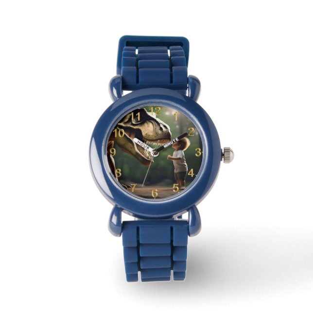 **"Courage Unleashed: A Small Boy Faces the T-Rex" Watch (Front)
