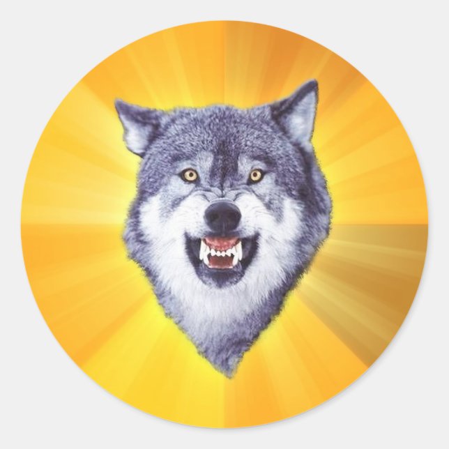 Courage Wolf Advice Animal Internet Meme Classic Round Sticker (Front)