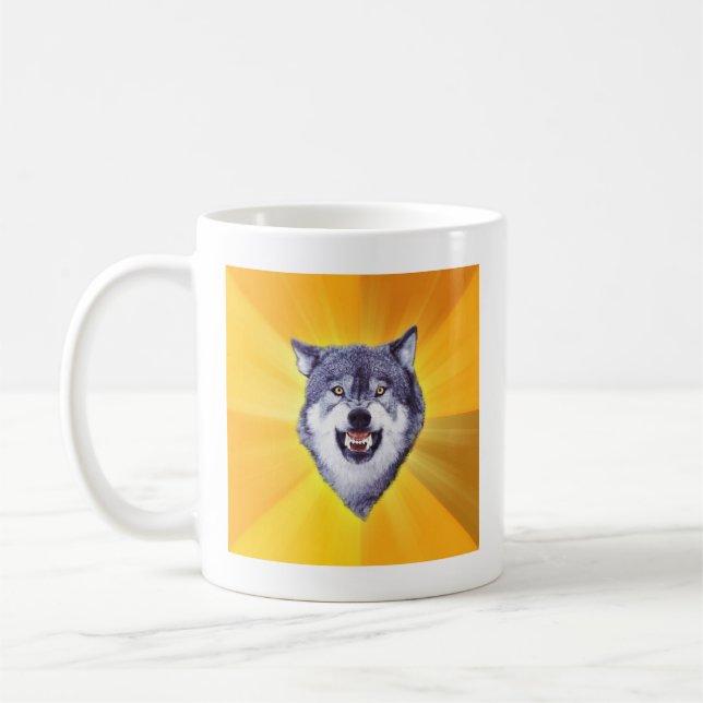 Courage Wolf Advice Animal Meme Coffee Mug (Left)
