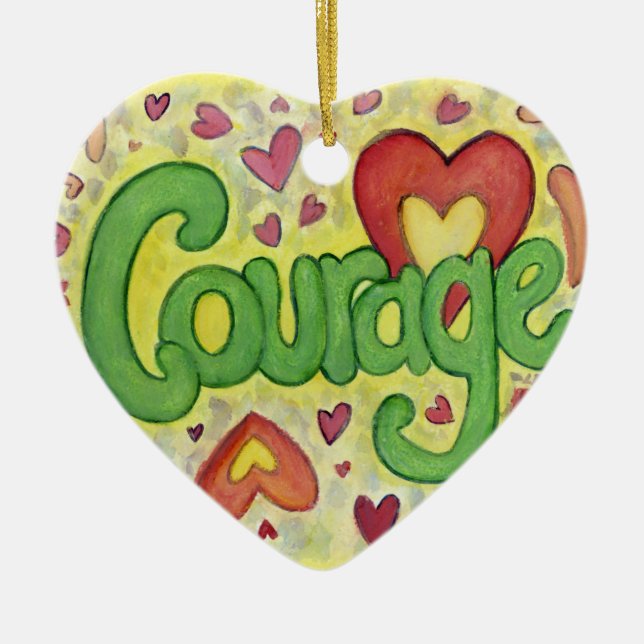 Courage Word Art Custom Holiday Gift Ornaments (Front)