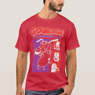 Couragehe Cowardly Dog Red and Purple Frames Carto T-Shirt