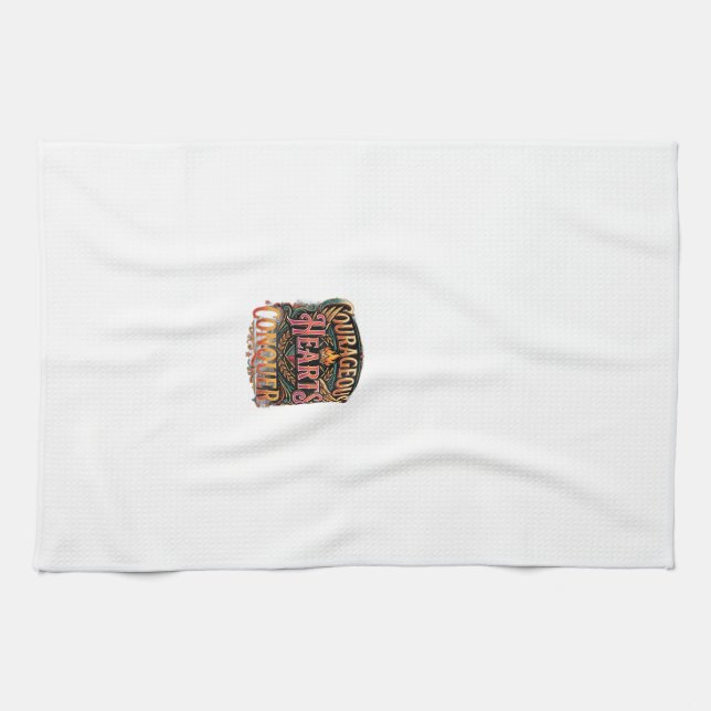 Courageous Hearts Conquer – Inspirational Typograp Tea Towel (Horizontal)