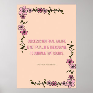 Courageous Quote Print – Elegant Floral Motivation