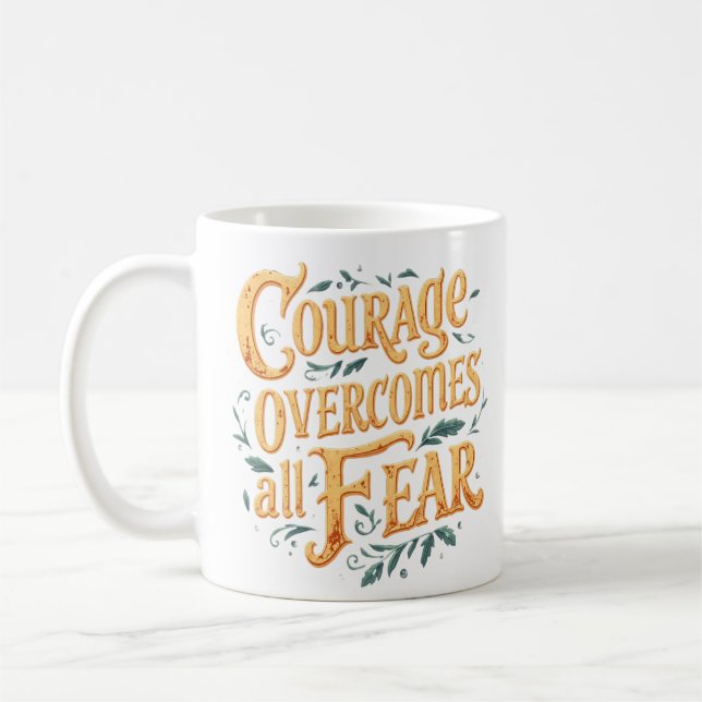 Courageous Typography Art Coffee Mug (Left)