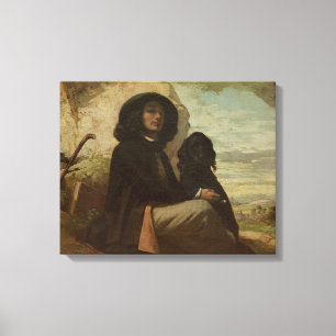 Courbet with his Black Dog, 1842 Canvas Print